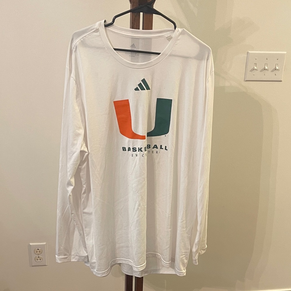 Adidas White Long Sleeve Basketball Tee